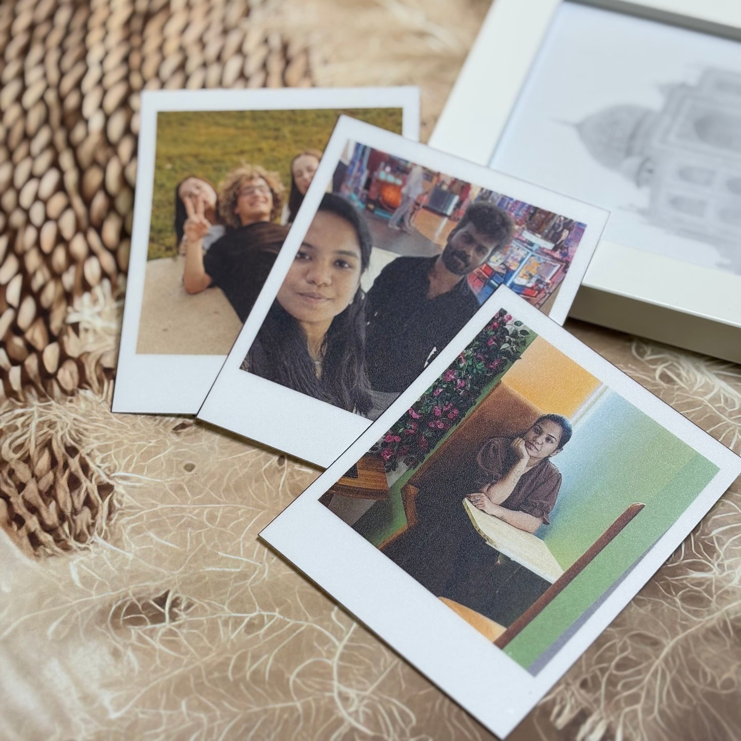 Mini Photo Frame Combo β 2 Frames ( 4x4 ) + 10 Mini Polaroids + 3 Big Polaroids