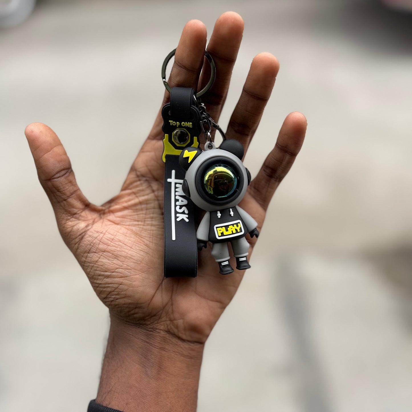 Cute Astronaut ( Black ) - 3D Silicone Keychain