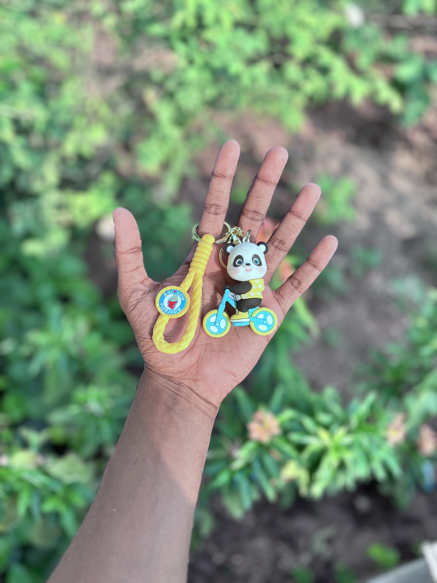 Panda with Cycle - 3D Silicone Keychain