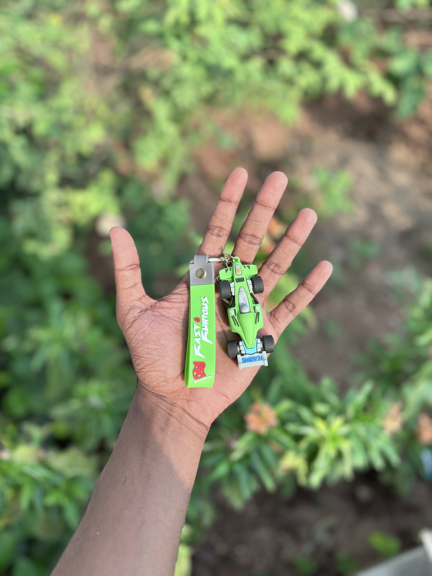 Green F1 Car - 3D Silicone Keychain