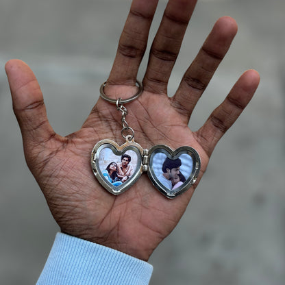 Personalized Heart Photo Frame Metal Keychain